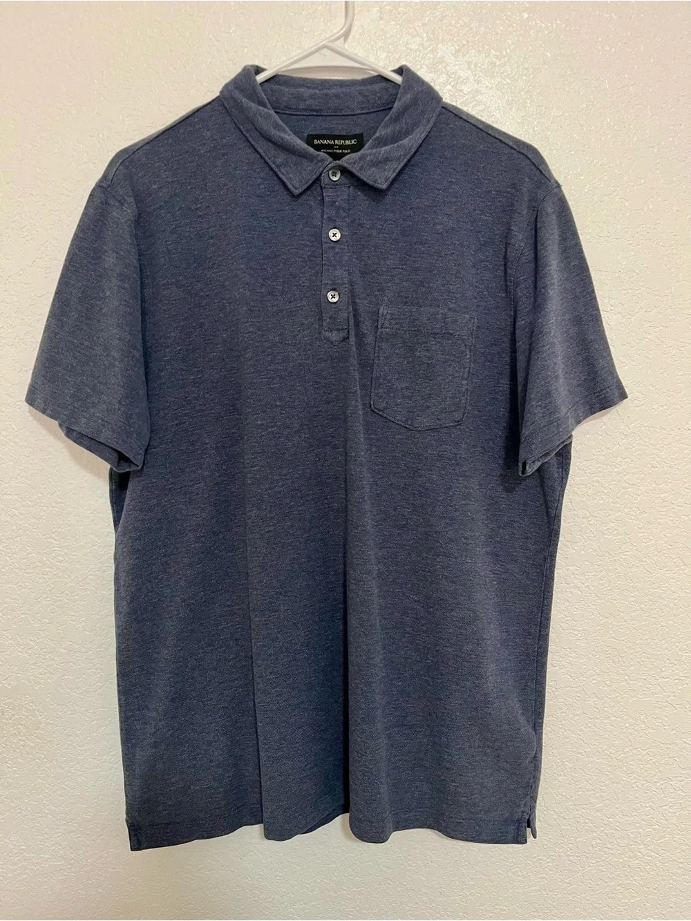Banana Republic MEN’s Wicking Pique Polo Size XL 100% Cotton Color Blue